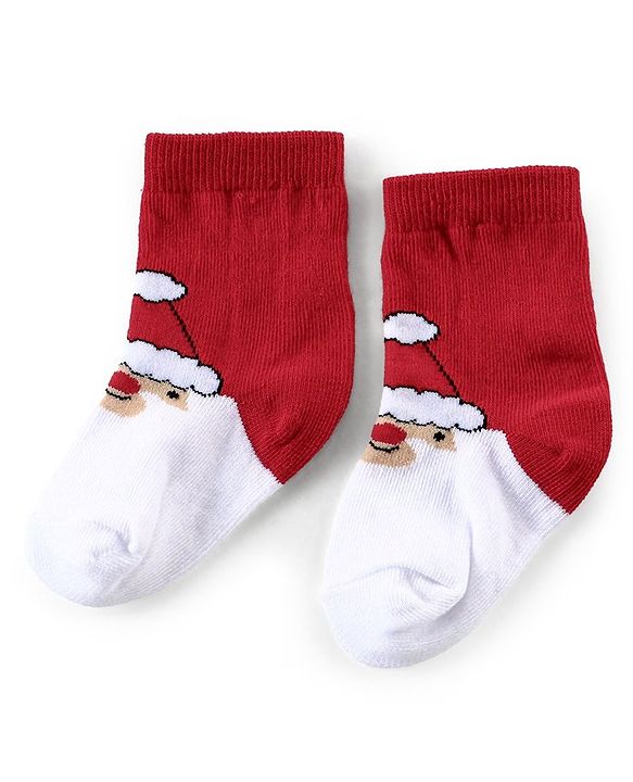 Cutewalk By Babyhug Anti Bacterial Ankle Length Socks Striped Pack Of 3 - White & Red