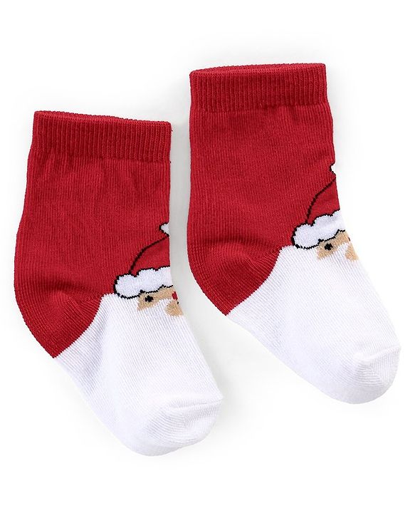 Cutewalk By Babyhug Anti Bacterial Ankle Length Socks Striped Pack Of 3 - White & Red