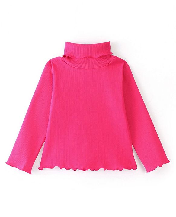 Babyhug 100% Cotton Knit Full Sleeves Inner T-Shirt & Frock With Heart Print - Pink