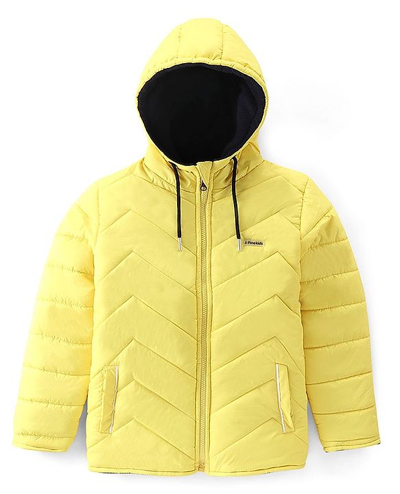 Pine Kids Full Sleeves Reversible Medium Winter Quilted Jacket - Yellow & Navy
