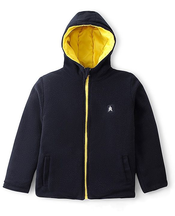 Pine Kids Full Sleeves Reversible Medium Winter Quilted Jacket - Yellow & Navy