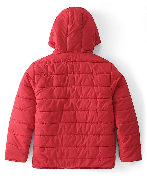 Pine Kids Woven Full Sleeves Reversible Jacket With Solid Colour - Red
