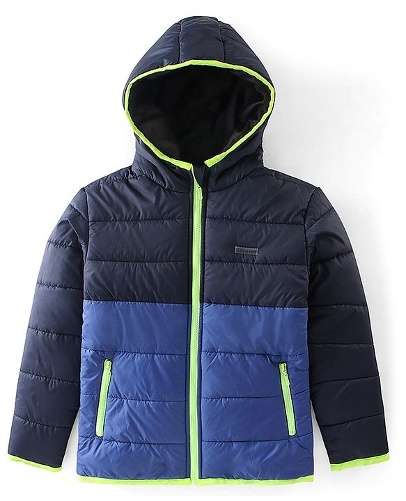Pine Kids Full Sleeves Cut and Sew Medium Winter Jacket - Navy and Royal Blue