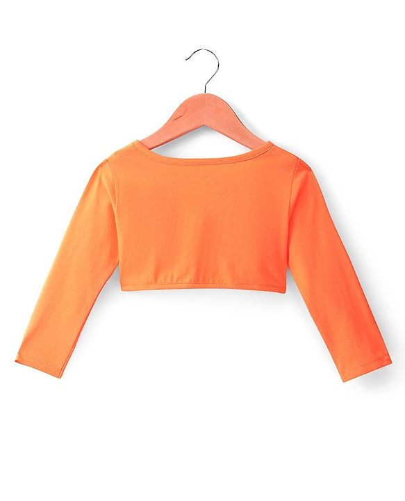 Babyhug 100% Cotton Knit Frock with Full Sleeve Shrug Floral Print - Navy Blue & Orange