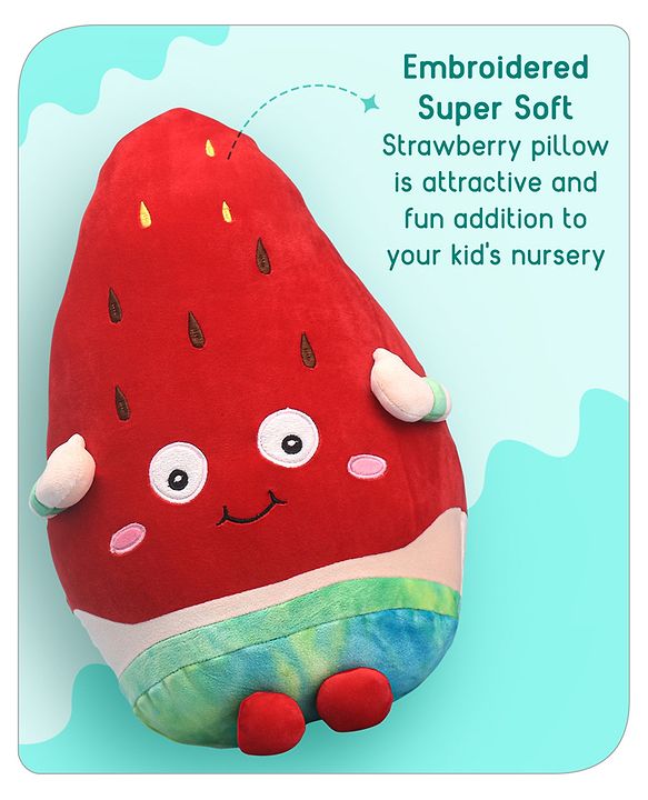 Babyhug Supersoft Strawberry Toy cum Cushion Red- Height 40 cm