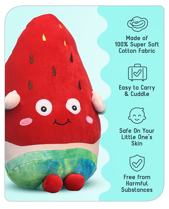 Babyhug Supersoft Strawberry Toy cum Cushion Red- Height 40 cm