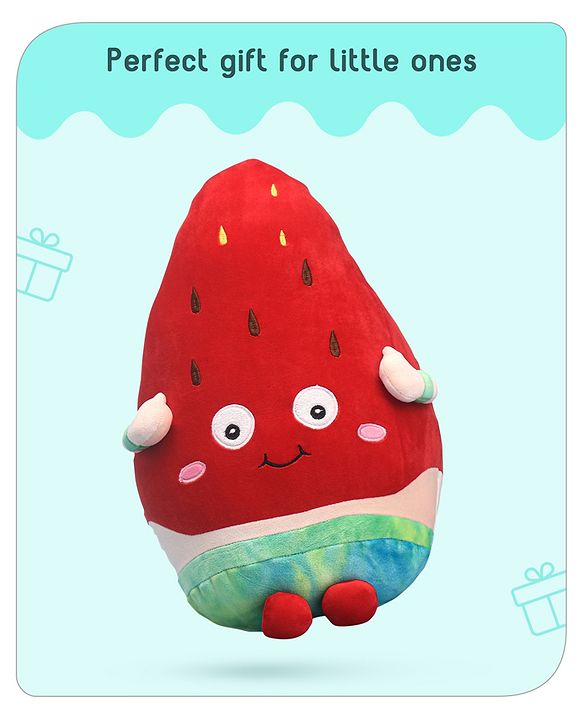 Babyhug Supersoft Strawberry Toy cum Cushion Red- Height 40 cm
