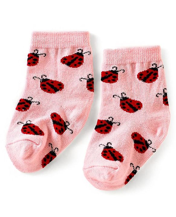 Cute Walk by Babyhug Anti Bacterial Ankle Length Non Terry Socks Butterfly Design Pack of 3 - Pink Purple & Peach
