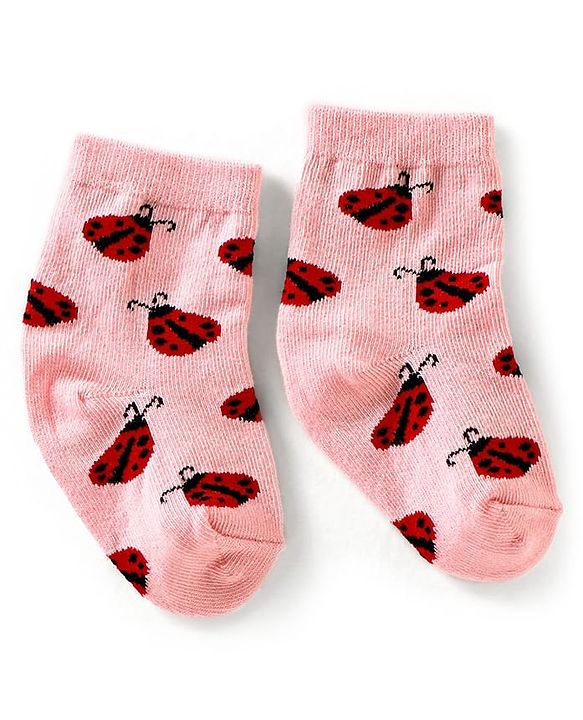 Cute Walk by Babyhug Anti Bacterial Ankle Length Non Terry Socks Butterfly Design Pack of 3 - Pink Purple & Peach