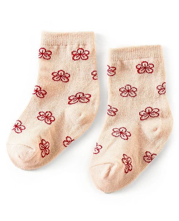 Cute Walk by Babyhug Anti Bacterial Ankle Length Non Terry Socks Butterfly Design Pack of 3 - Pink Purple & Peach