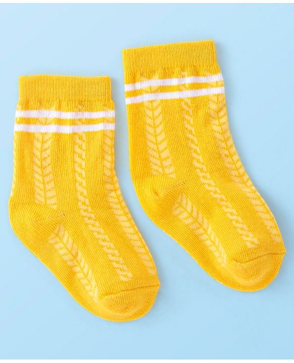 Cute Walk By Babyhug Non Terry Anti Bacterial Ankle Length Socks Smile Design Pack Of 3 - White & Yellow