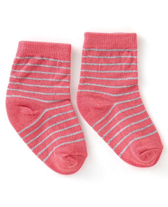 Cute Walk By Babyhug Non Terry Anti Bacterial Ankle Length Stripes Design Socks Pack of 3 - Multicolour