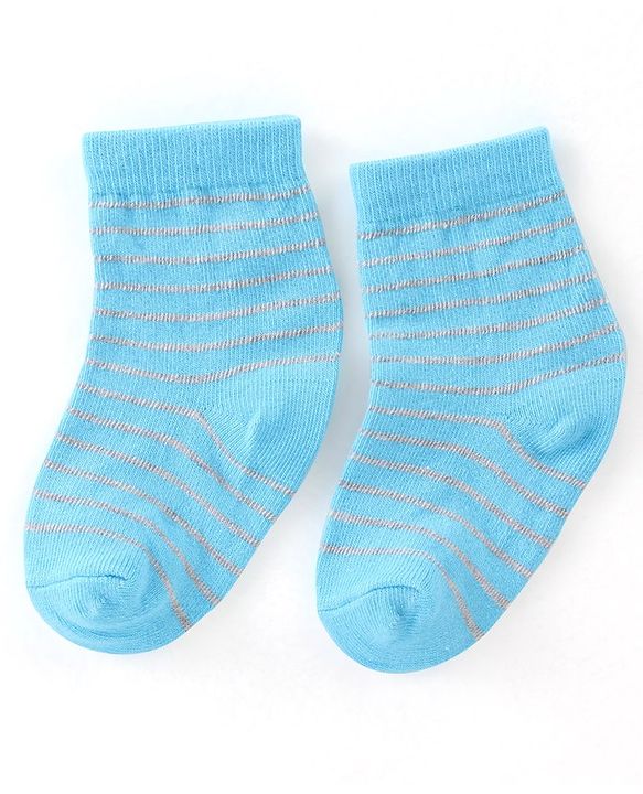 Cute Walk By Babyhug Non Terry Anti Bacterial Ankle Length Stripes Design Socks Pack of 3 - Multicolour