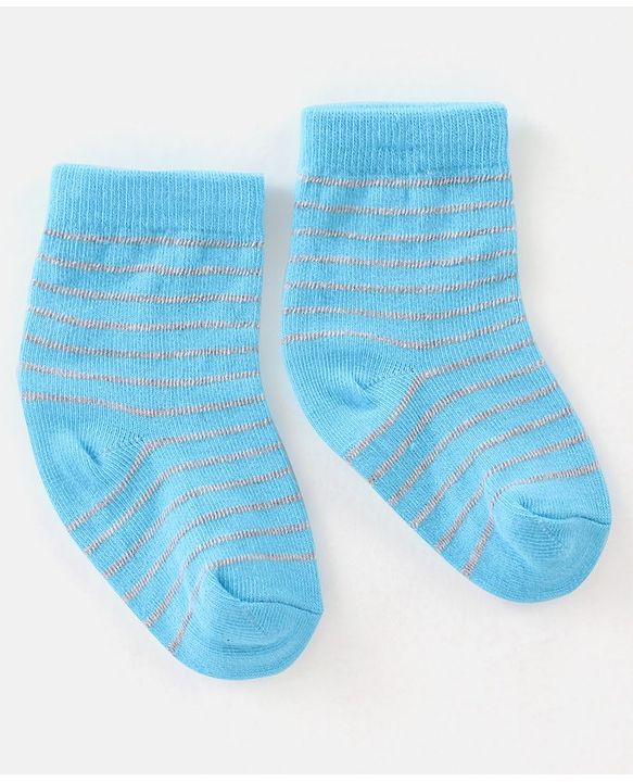 Cute Walk By Babyhug Non Terry Anti Bacterial Ankle Length Stripes Design Socks Pack of 3 - Multicolour