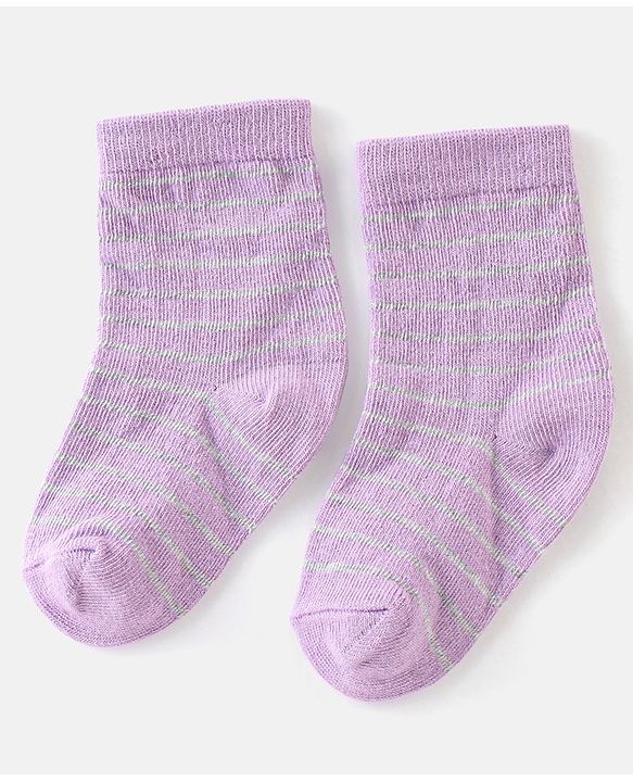 Cute Walk By Babyhug Non Terry Anti Bacterial Ankle Length Stripes Design Socks Pack of 3 - Multicolour