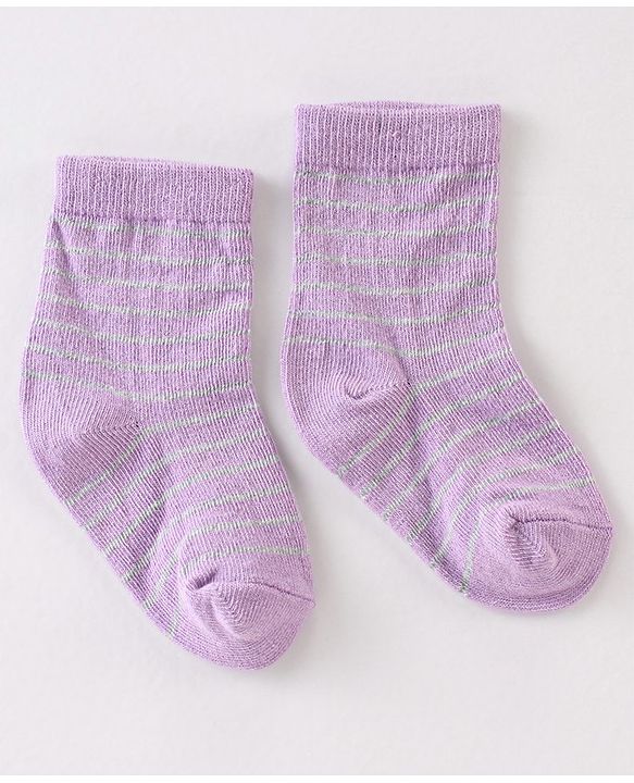 Cute Walk By Babyhug Non Terry Anti Bacterial Ankle Length Stripes Design Socks Pack of 3 - Multicolour