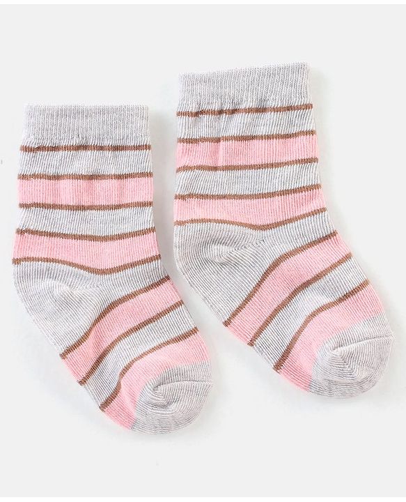 Cute Walk By Babyhug Non Terry Anti Bacterial Ankle Length Floral Design Socks Pack of 3 - Multicolour