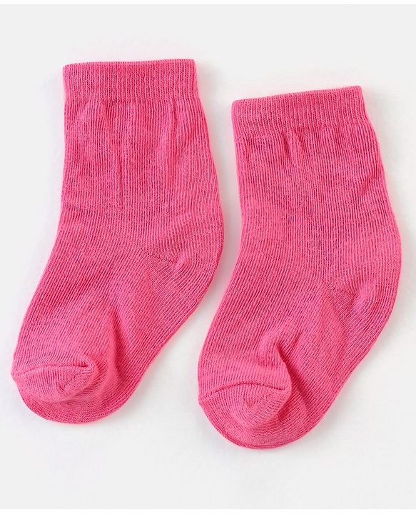 Cute Walk By Babyhug Non Terry Anti Bacterial Ankle Length Design Socks Pack of 3 - Pink & white