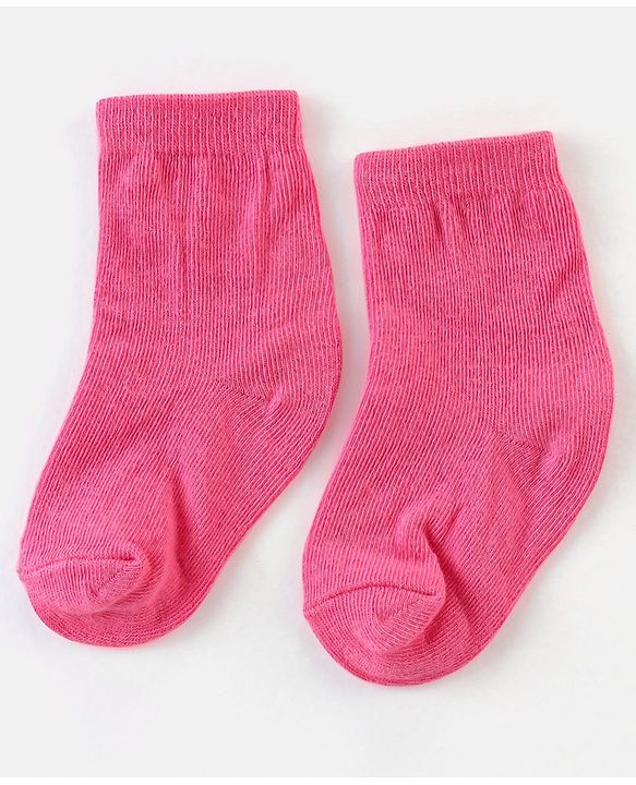 Cute Walk By Babyhug Non Terry Anti Bacterial Ankle Length Design Socks Pack of 3 - Pink & white