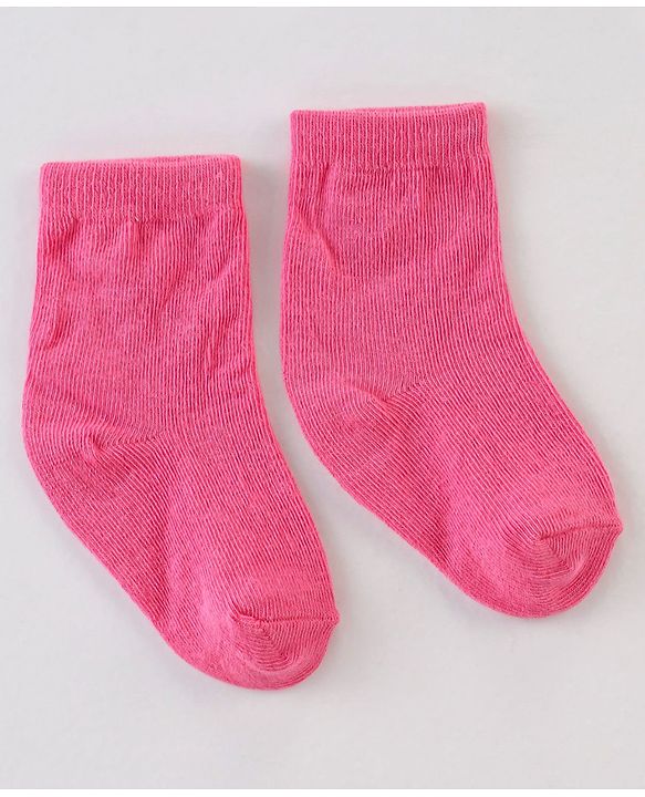 Cute Walk By Babyhug Non Terry Anti Bacterial Ankle Length Design Socks Pack of 3 - Pink & white