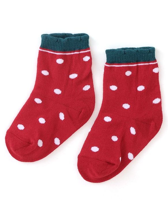 Cute Walk by Babyhug Cotton Blend Ankle Length Anti Bacterial Socks Strawberry Design Pack of 3 - Pink & Red