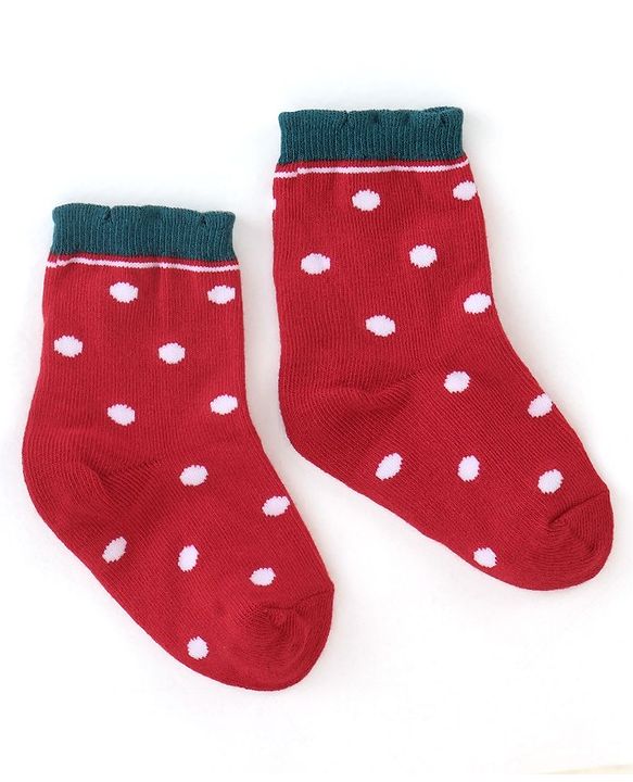 Cute Walk by Babyhug Cotton Blend Ankle Length Anti Bacterial Socks Strawberry Design Pack of 3 - Pink & Red