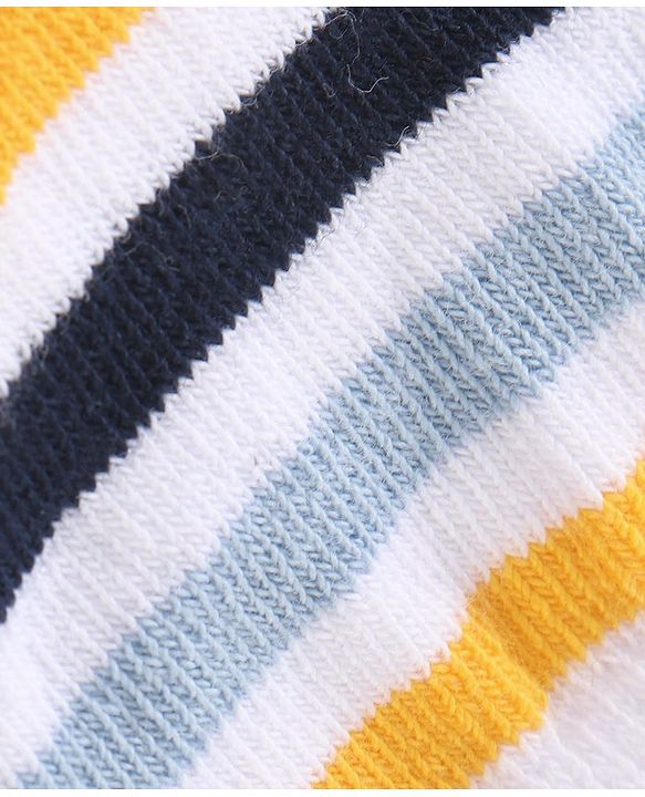 Cute Walk by Babyhug Cotton Blend Ankle Length Anti Bacterial Socks Stripes Design Pack of 3 - White & Yellow