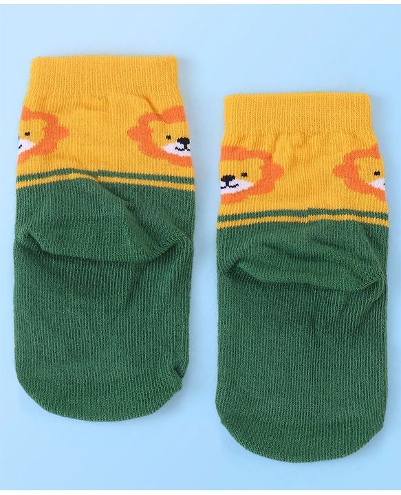 Cute Walk by Babyhug Cotton Blend Ankle Length Anti Bacterial Socks Animal Design Pack of 3 - White & Yellow
