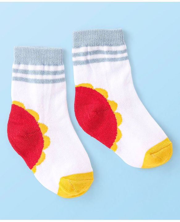 Cute Walk By Babyhug Non Terry Anti Bacterial Ankle Length Socks With Checks & Star Design Pack Of 3 - White & Blue