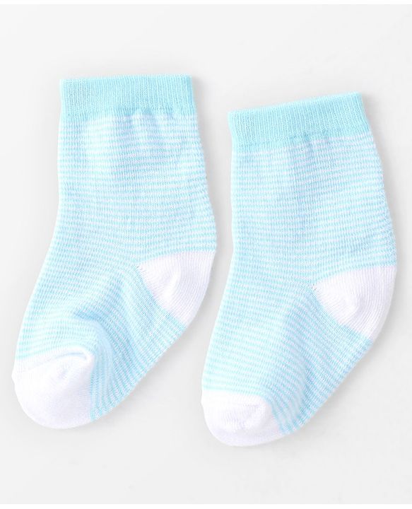 Cute Walk By Babyhug Non Terry Anti Bacterial Ankle Length Socks With Paws Design Pack Of 3 - White & Blue