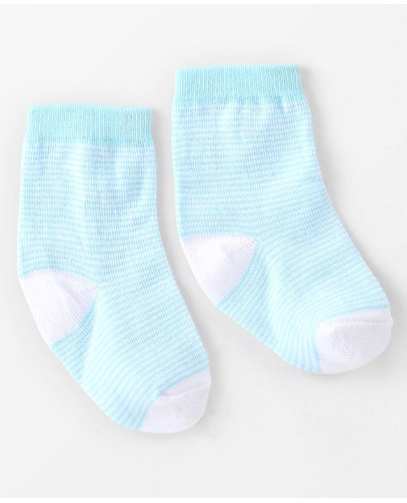 Cute Walk By Babyhug Non Terry Anti Bacterial Ankle Length Socks With Paws Design Pack Of 3 - White & Blue