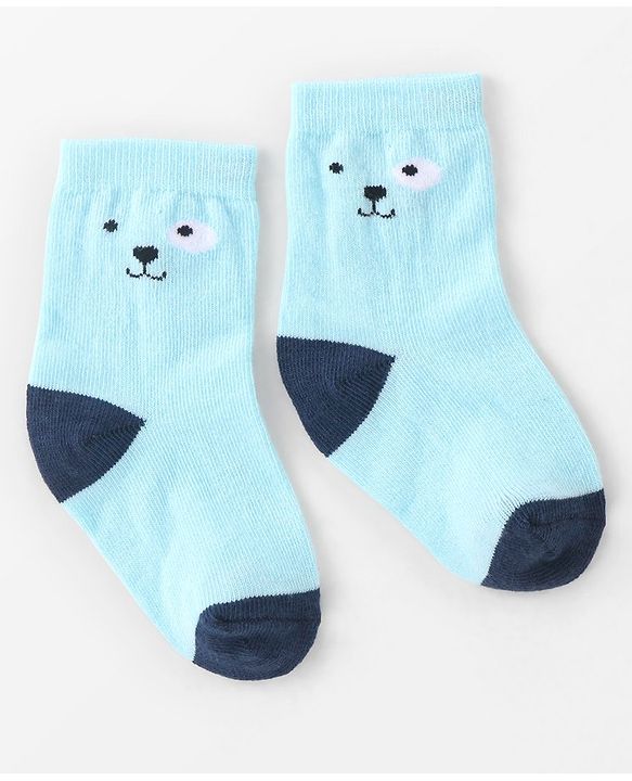 Cute Walk By Babyhug Non Terry Anti Bacterial Ankle Length Socks With Paws Design Pack Of 3 - White & Blue