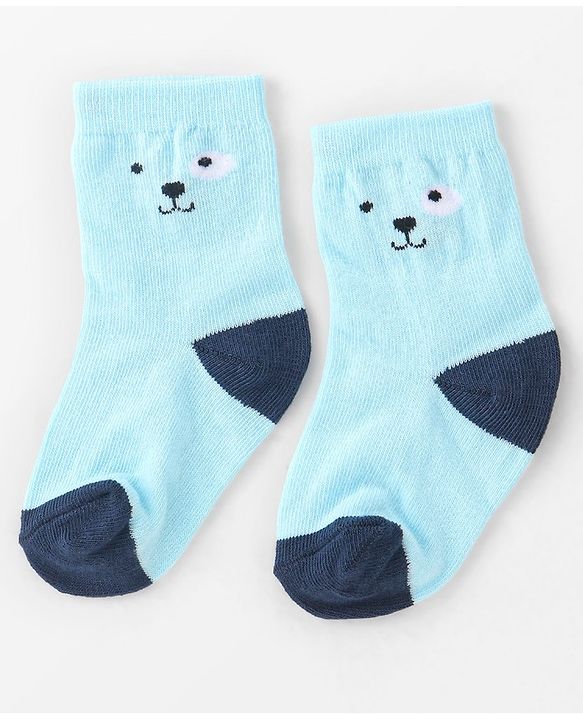 Cute Walk By Babyhug Non Terry Anti Bacterial Ankle Length Socks With Paws Design Pack Of 3 - White & Blue