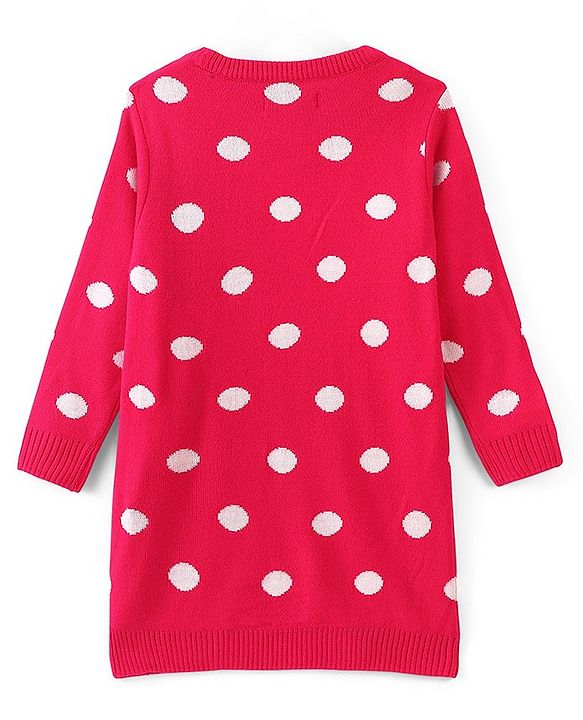 Pine Kids Full Sleeves Tunic and Full Length Bottom Sweater Set Polka Dots Design & Striped - Red & Yellow