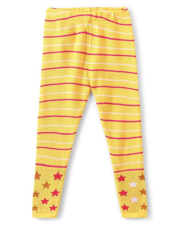 Pine Kids Full Sleeves Tunic and Full Length Bottom Sweater Set Polka Dots Design & Striped - Red & Yellow
