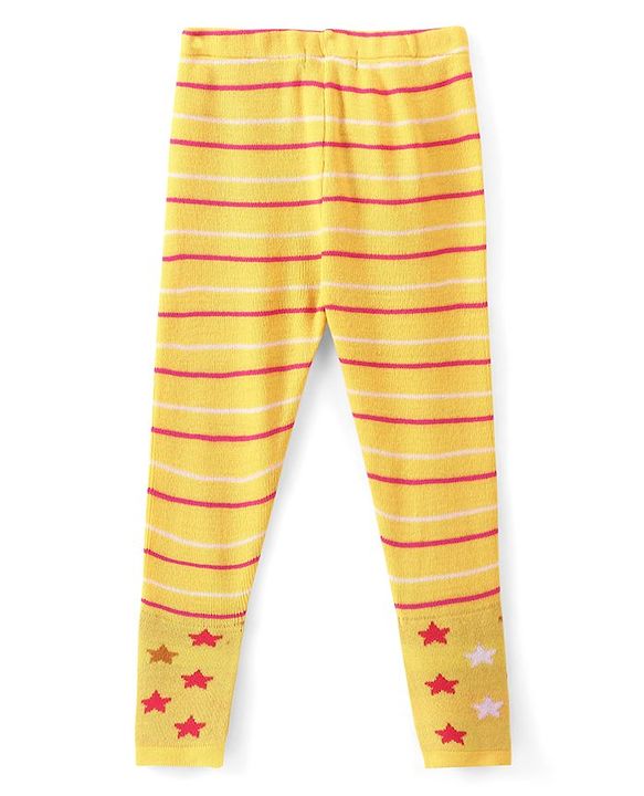 Pine Kids Full Sleeves Tunic and Full Length Bottom Sweater Set Polka Dots Design & Striped - Red & Yellow