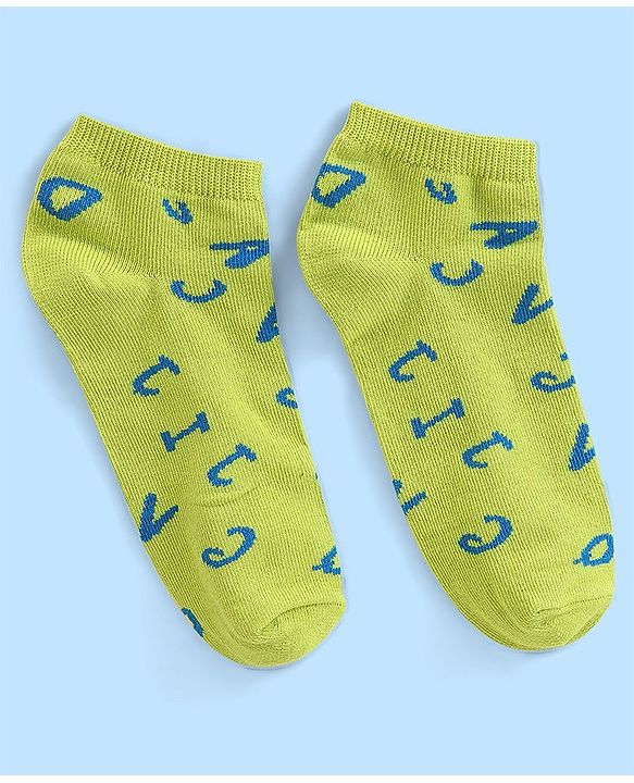 Pine Kids Spandex Ankle Length Text Design Socks Pack of 3 - Multicolour