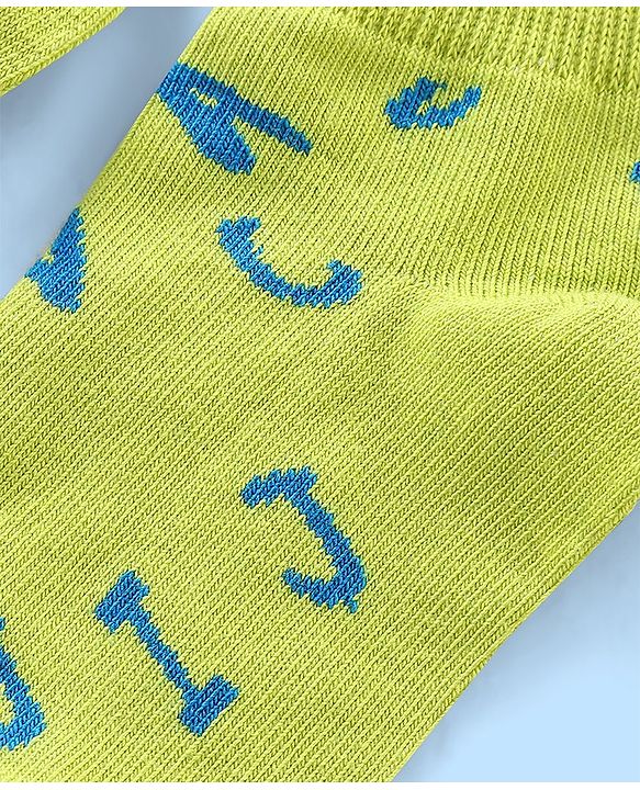 Pine Kids Spandex Ankle Length Text Design Socks Pack of 3 - Multicolour