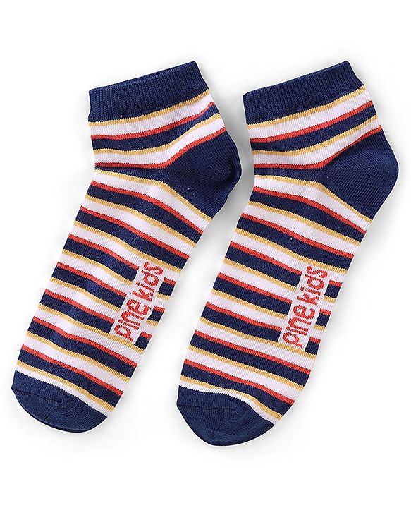 Pine Kids Spandex Ankle Length Stripes Design Socks Pack of 3 - Multicolour