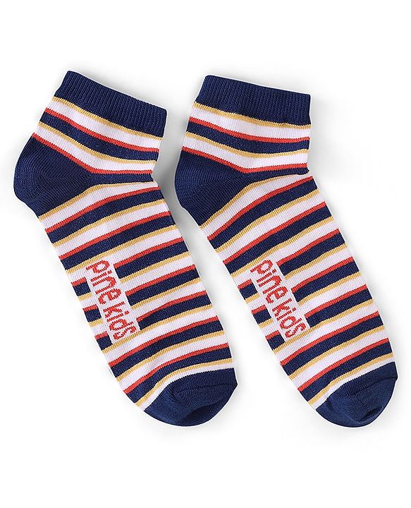 Pine Kids Spandex Ankle Length Stripes Design Socks Pack of 3 - Multicolour