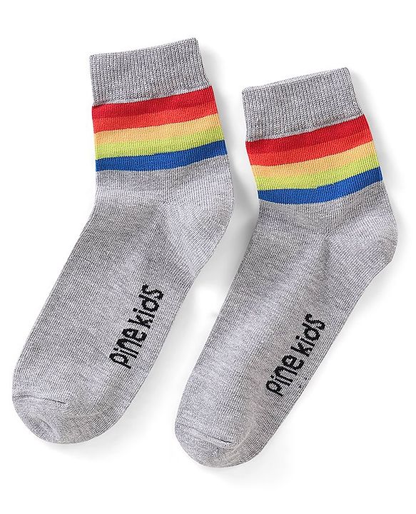 Pine Kids Spandex Ankle Length Design Socks Pack of 3 - Multicolour