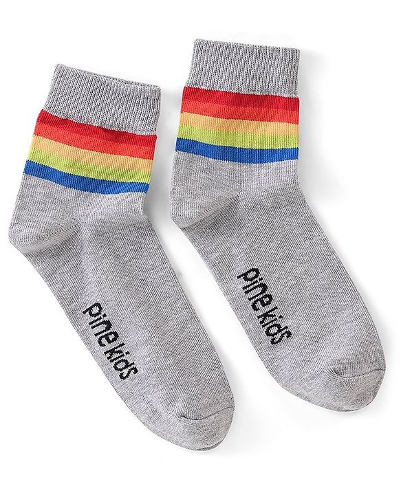 Pine Kids Spandex Ankle Length Design Socks Pack of 3 - Multicolour