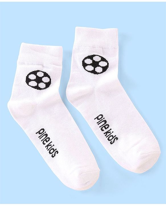Pine Kids Nylon Spandex Ankle Length Socks Foot Ball Design Pack Of 3 - Multicolour