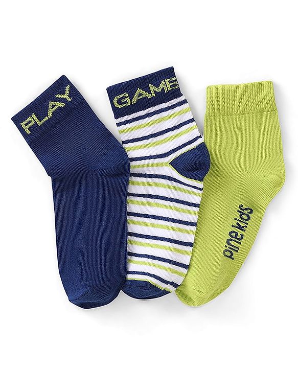 Pine Kids Spandex Ankle Length Stripes Design Socks Pack of 3 - Multicolour