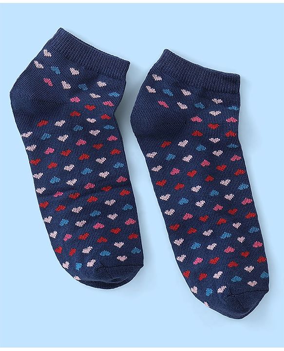 Pine Kids Ankle Length Socks With Heart Design - Red White & Blue