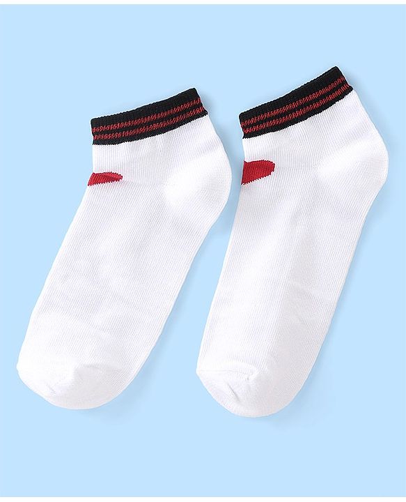 Pine Kids Ankle Length Socks With Heart Design - Red White & Blue