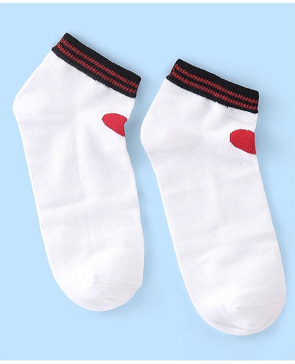 Pine Kids Ankle Length Socks With Heart Design - Red White & Blue