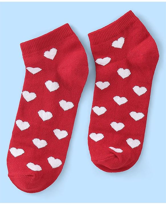 Pine Kids Ankle Length Socks With Heart Design - Red White & Blue