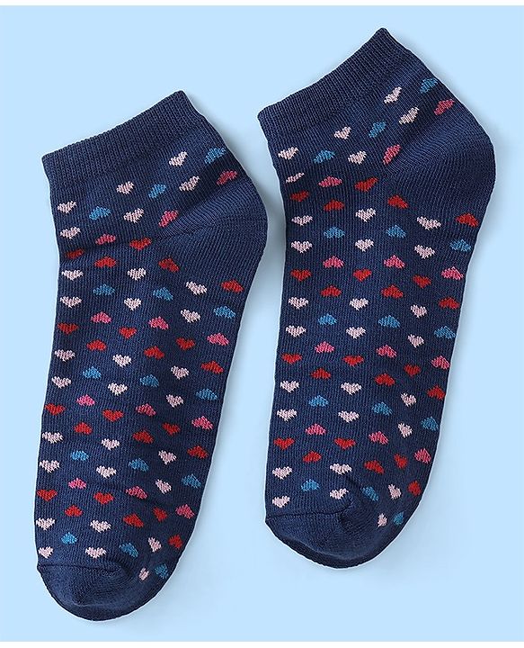 Pine Kids Ankle Length Socks With Heart Design - Red White & Blue