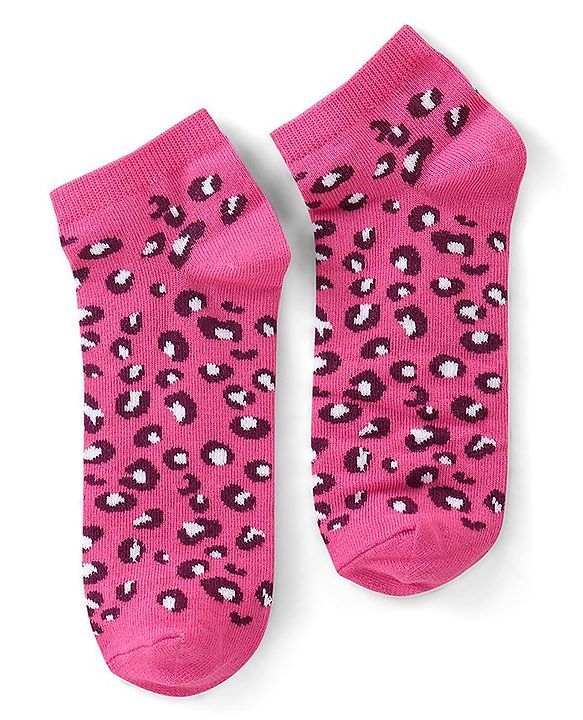 Pine Kids Ankle Length Socks With Leopard Design - Green Pink & Blue